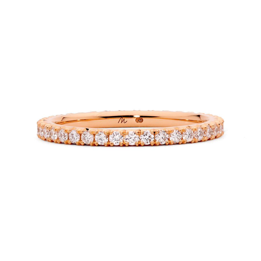18ct Rose Gold & 1.5mm Round Brilliant Cut Diamond Wedding Ring by Matthew Ely Jewellery