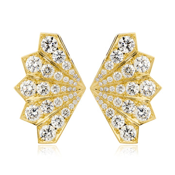 18ct Yellow Gold & Diamond Fan Earrings