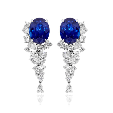 Sri Lankan Sapphire & Diamond Cluster Earrings