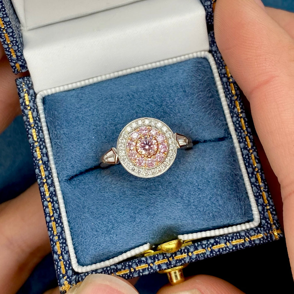 18ct Rose Gold & Platinum, White & Argyle Pink Diamond Ring By Matthew Ely