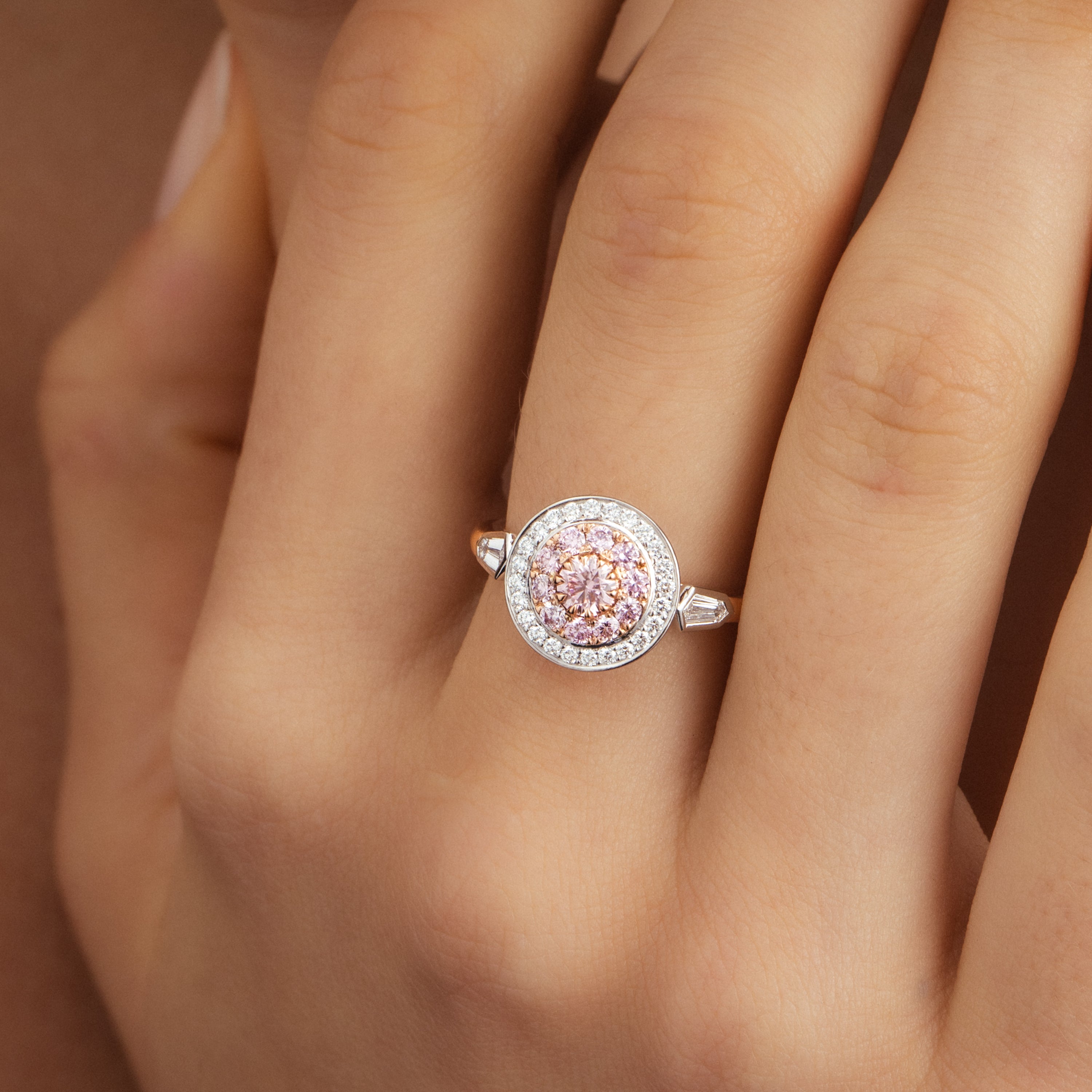 Round White Argyle Pink Diamond Ring Matthew Ely Jewellery
