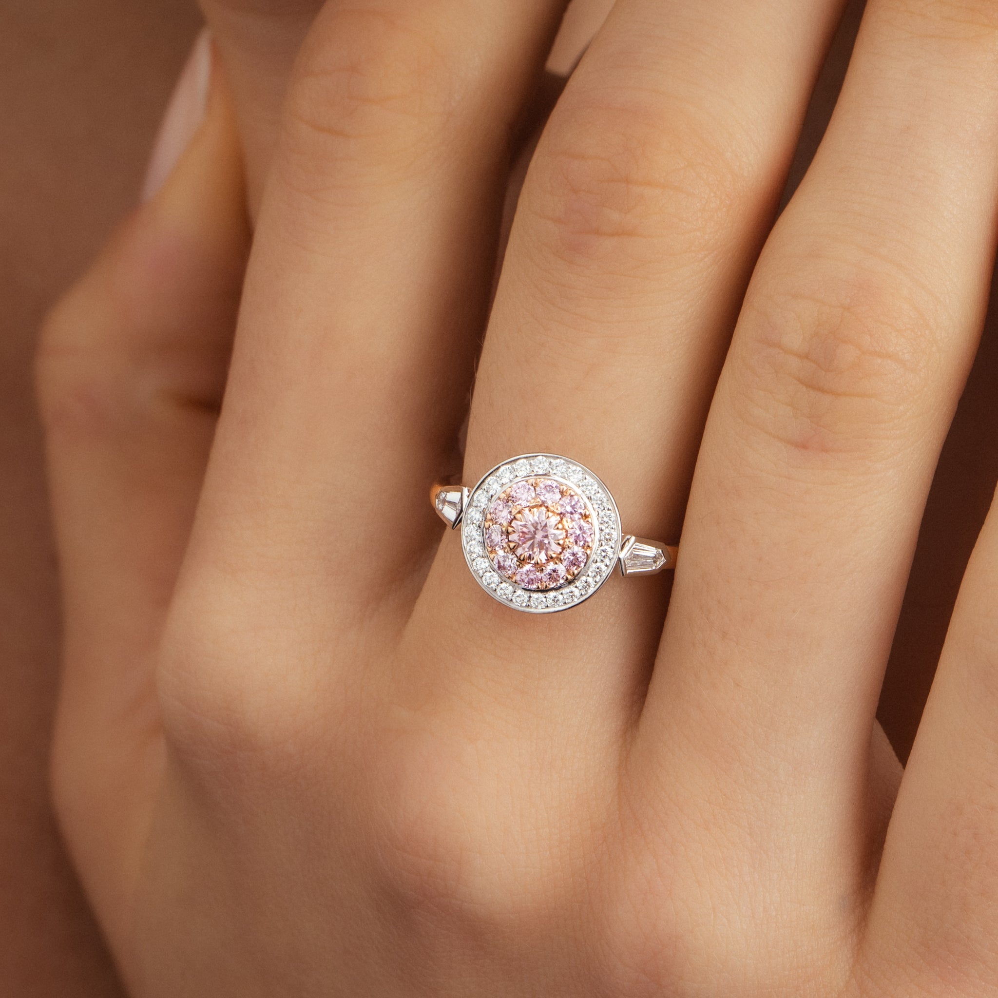 Round White Argyle Pink Diamond Ring Matthew Ely Jewellery