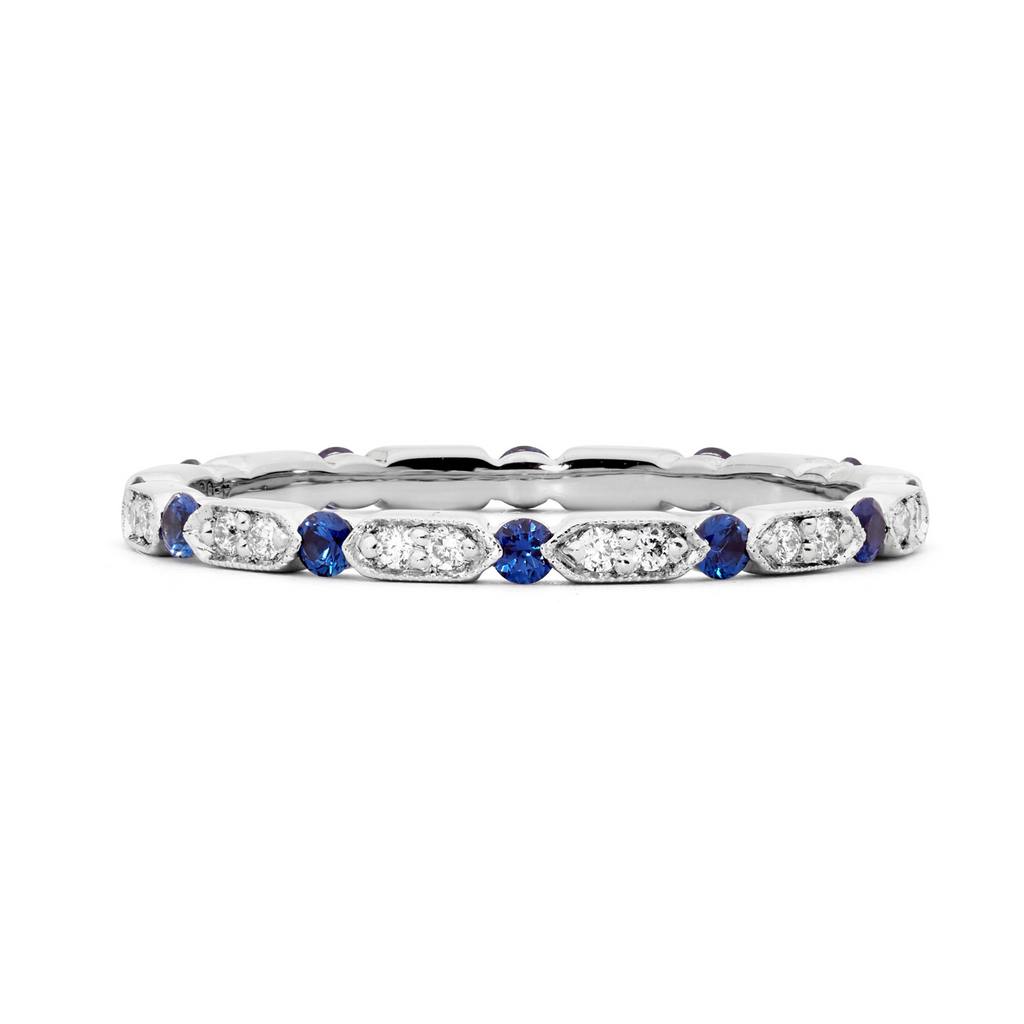 18ct White Gold Art Deco Sapphire & Diamond Eternity Ring