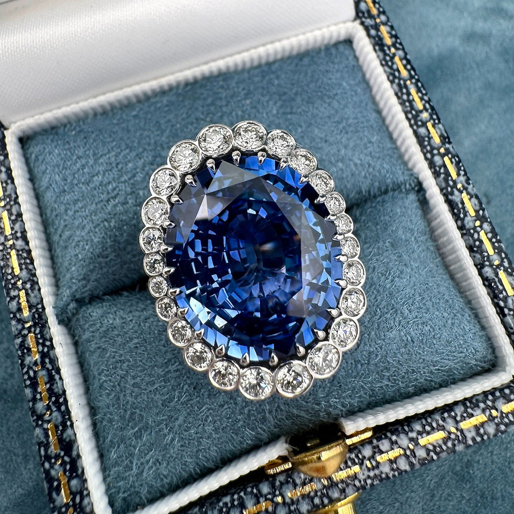 18ct White Gold, Diamond & Sapphire Ring From Matthew Ely Jewellery