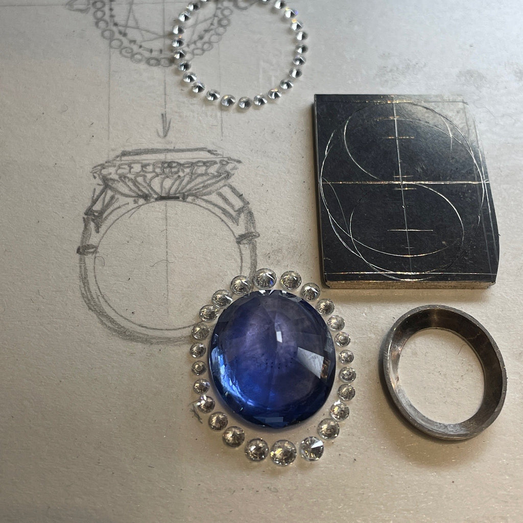 The Making of an 18ct White Gold, Diamond & Sapphire Ring by Matthew Ely Jewellery