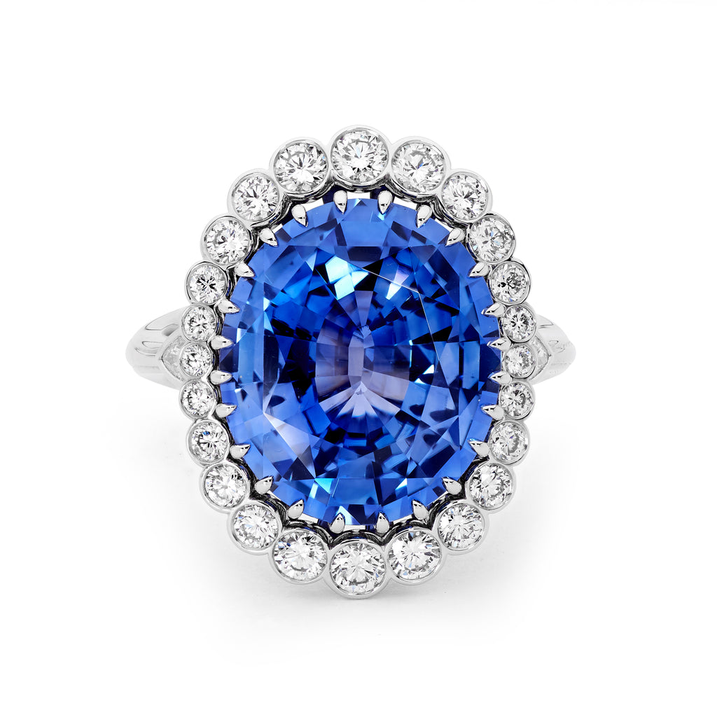 18ct White Gold, Diamond & Sapphire Ring