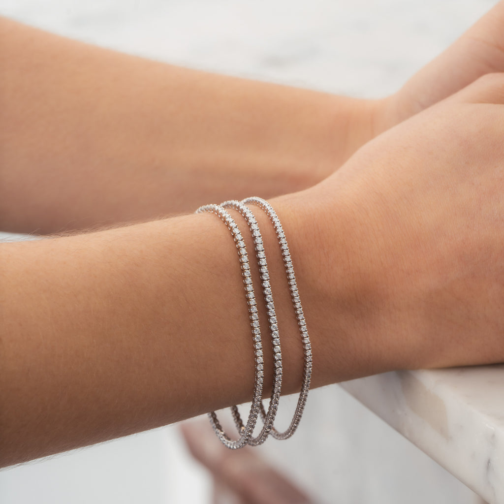 18ct White Gold & Diamond Tennis Bracelets by Matthew Ely