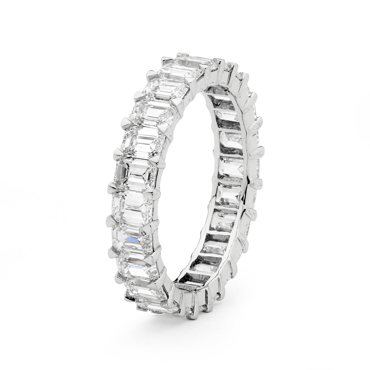 18ct White Gold & Emerald-Cut Diamond Eternity Ring