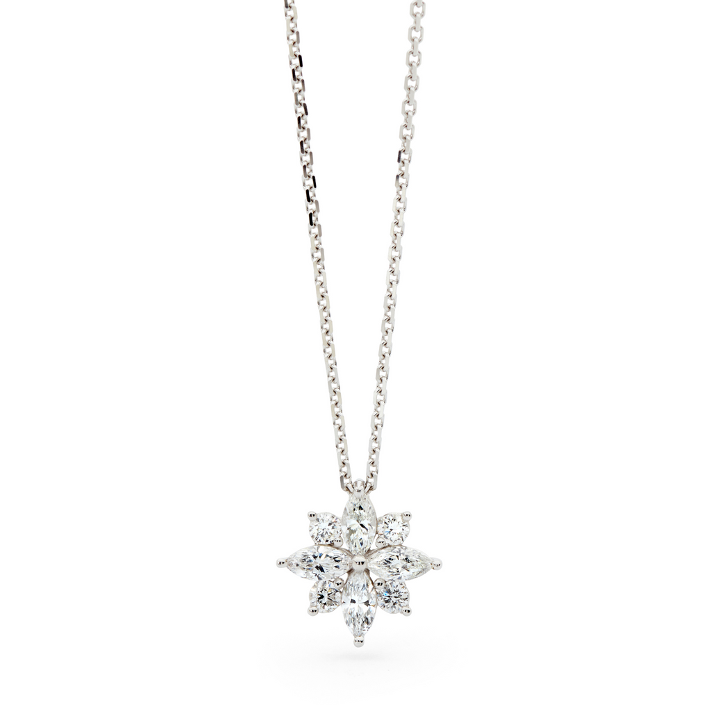 18ct White Gold & Marquise Diamond Star Pendant