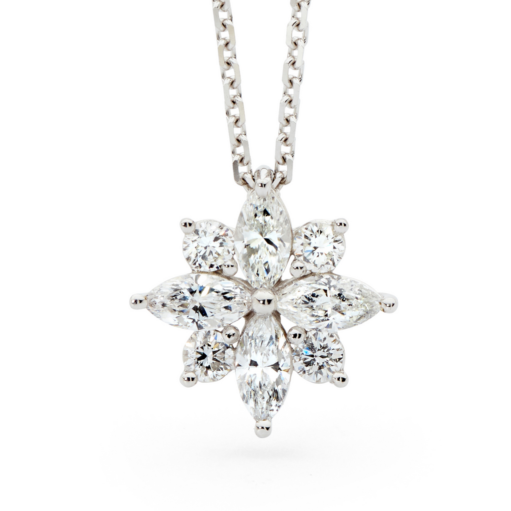 18ct White Gold & Marquise Diamond Star Pendant