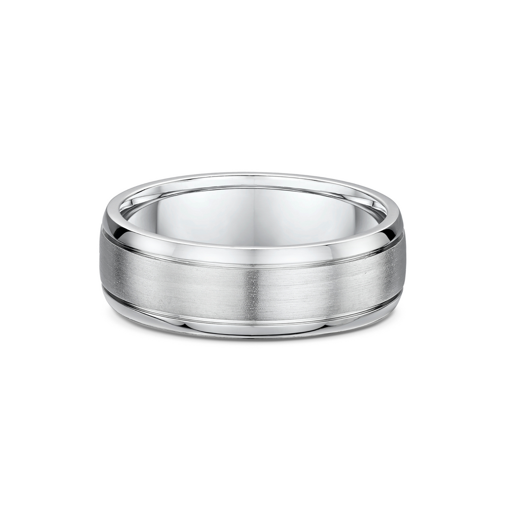 18ct White Gold Matte and Polished Men's Wedding Ring