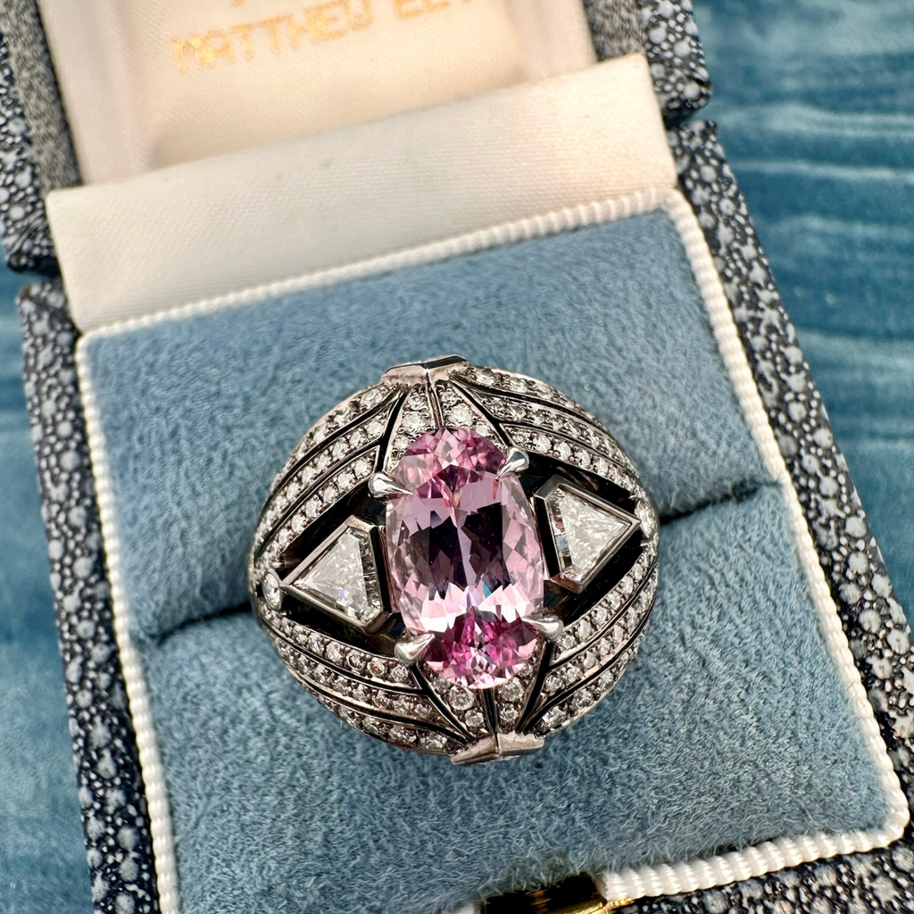 Pink Topaz & Diamond Dome Ring From Matthew Ely Jewellery 