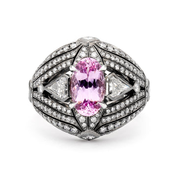 Pink Topaz & Diamond Dome Ring From Matthew Ely Jewellery 