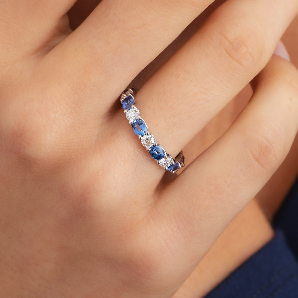 18ct White Gold, Sapphire & Diamond Eternity Ring