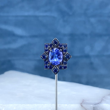 18ct White Gold, Sapphire and Tanzanite Lapel Pin