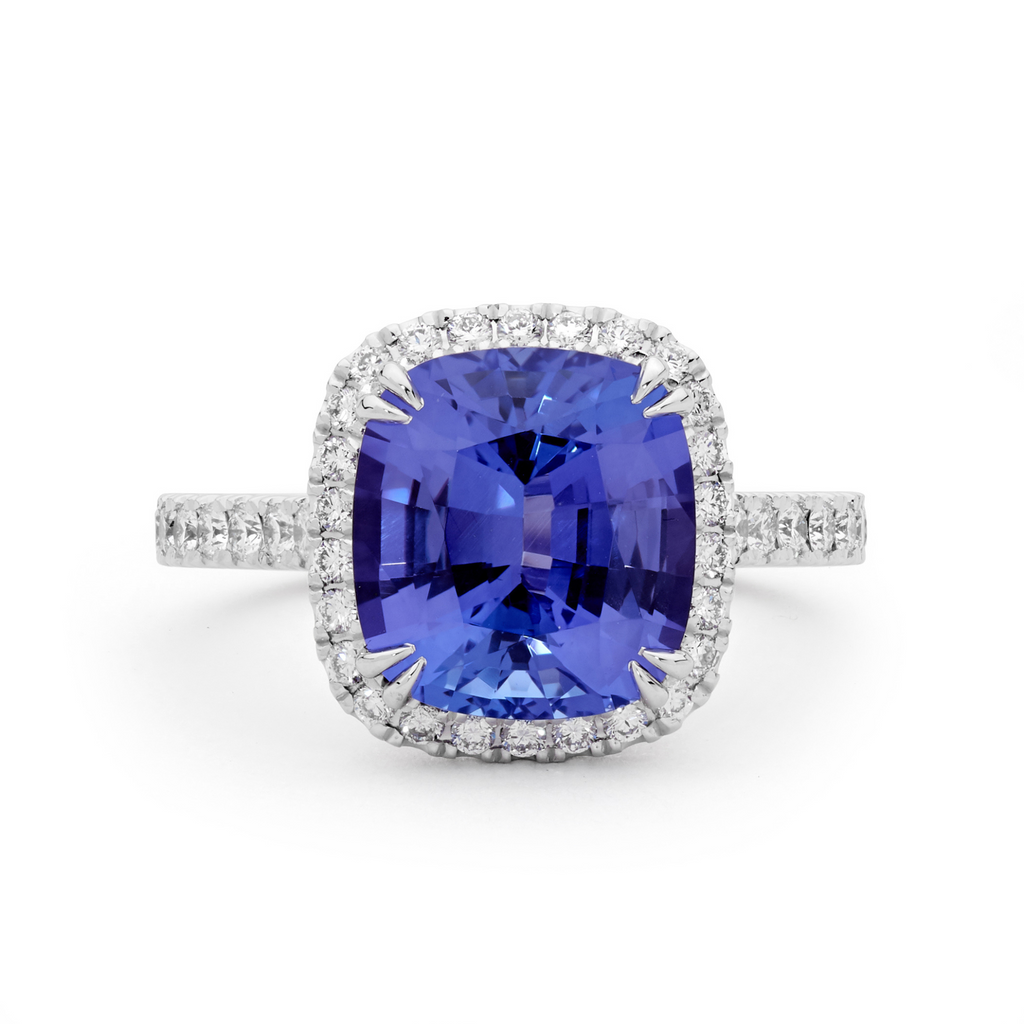 Tanzanite & Diamond Halo Ring From Matthew Ely Jewellery