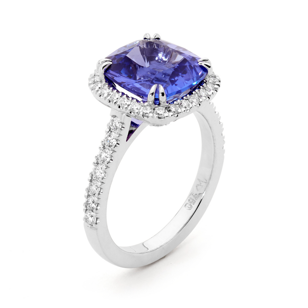 Tanzanite & Diamond Halo Ring From Matthew Ely Jewellery