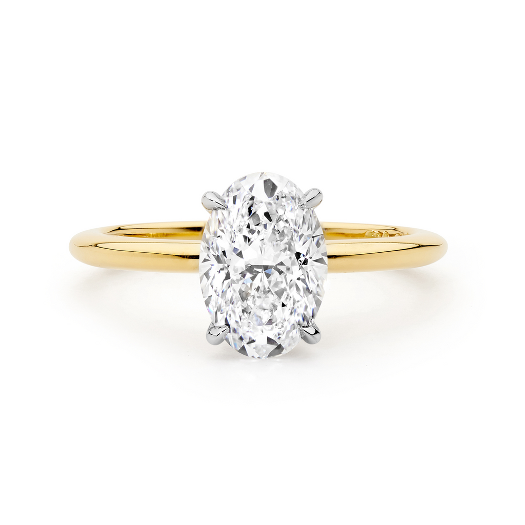 18ct Yellow Gold & 2ct Oval Cut Diamond Engagement Ring
