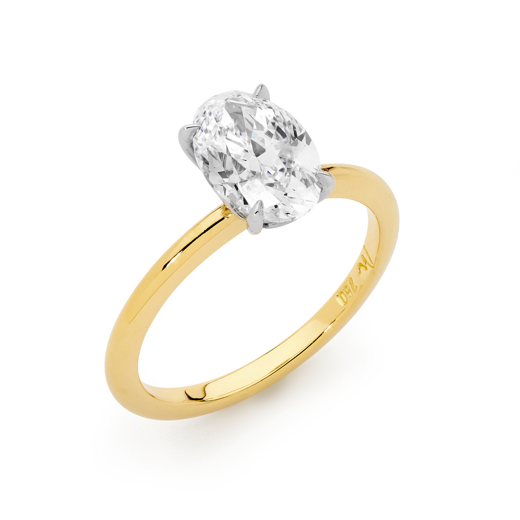 18ct Yellow Gold & 2ct Oval Cut Diamond Engagement Ring