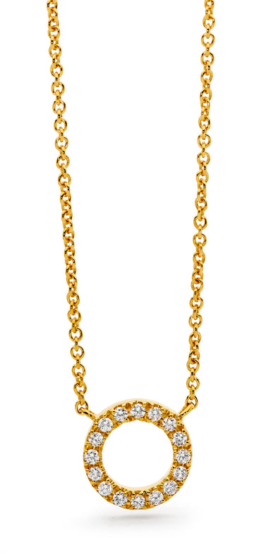 18ct Yellow Gold & Diamond Circle Necklace