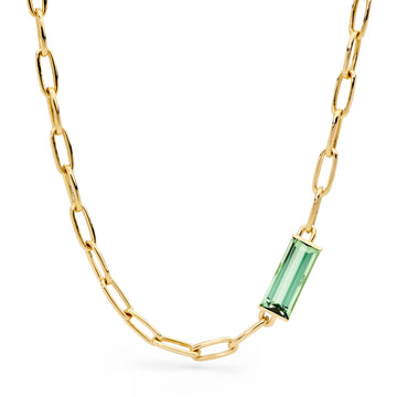 18ct Yellow Gold, Diamond & Green Tourmaline Necklace