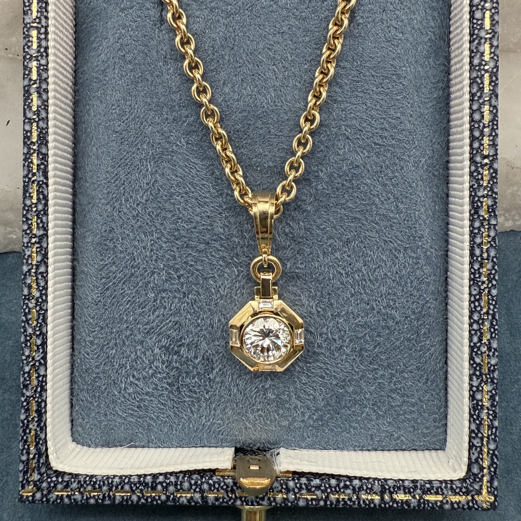 Custom Made 18ct Yellow Gold & Diamond Halo Pendant by Matthew Ely Jewellery Woollahra