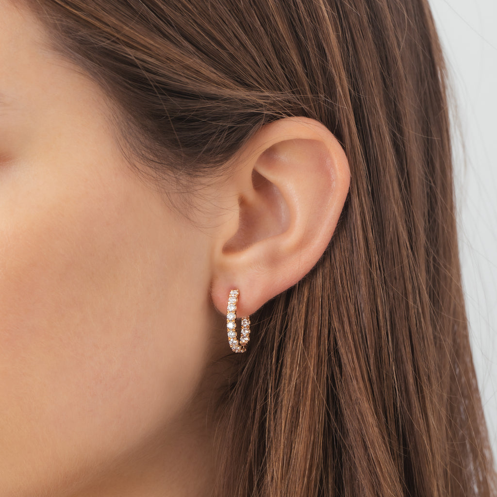 18ct Yellow Gold & Diamond Hoop Earrings