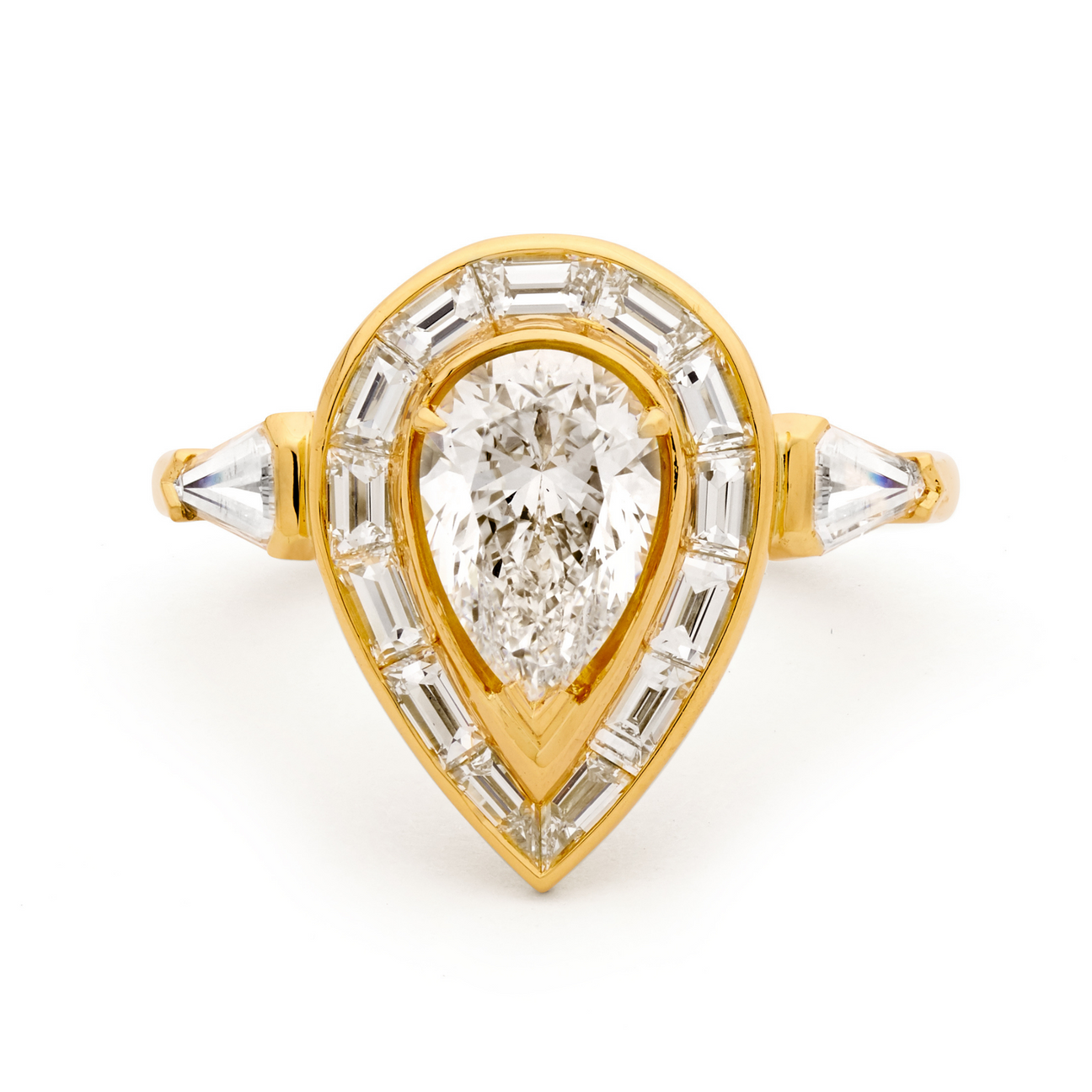 18ct Yellow Gold & Pear Cut Diamond Ring From Matthew Ely Jewellery 