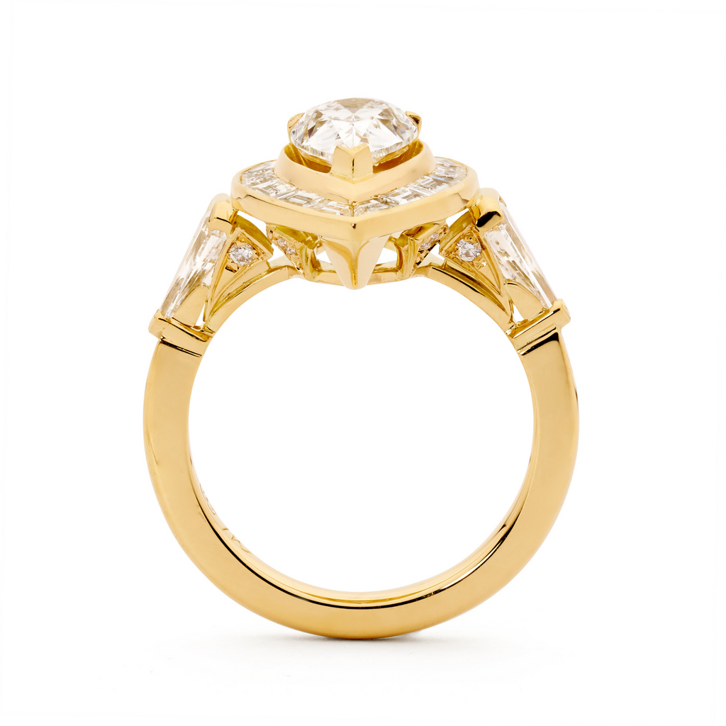 18ct Yellow Gold & Pear Cut Diamond Ring From Matthew Ely Jewellery 