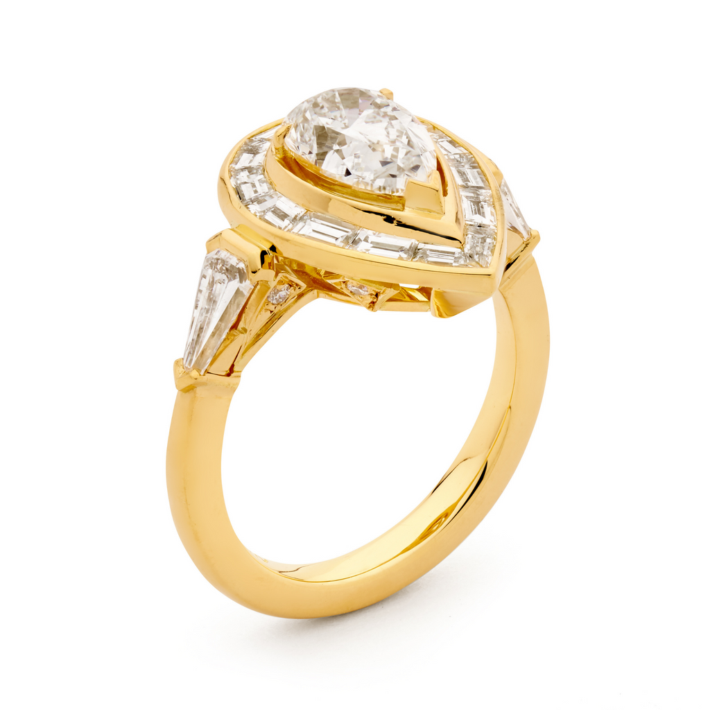 18ct Yellow Gold & Pear Cut Diamond Ring From Matthew Ely Jewellery 