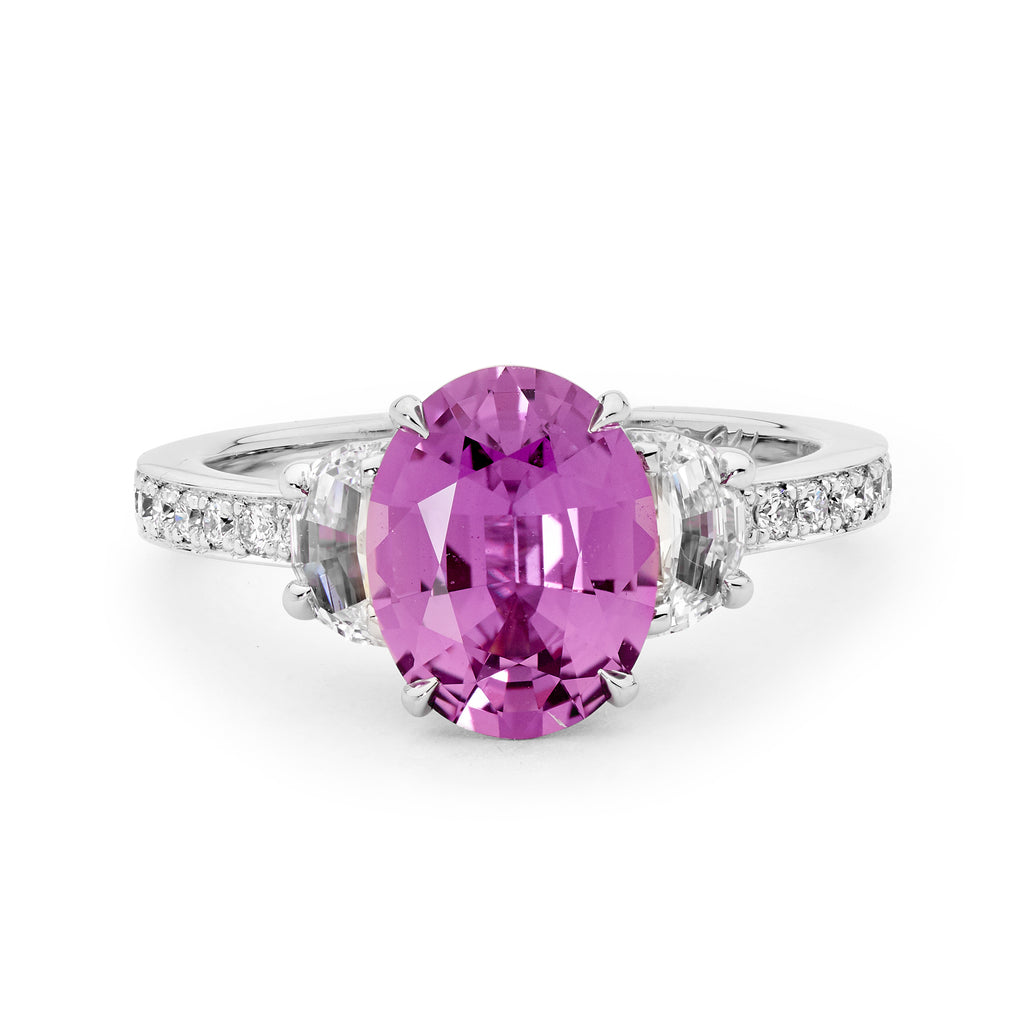 Handcrafted Pink Sapphire & Diamond Ring Matthew Ely Jewellery