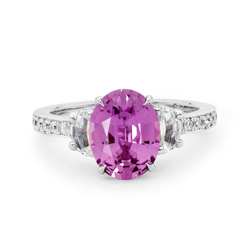Handcrafted Pink Sapphire & Diamond Ring Matthew Ely Jewellery