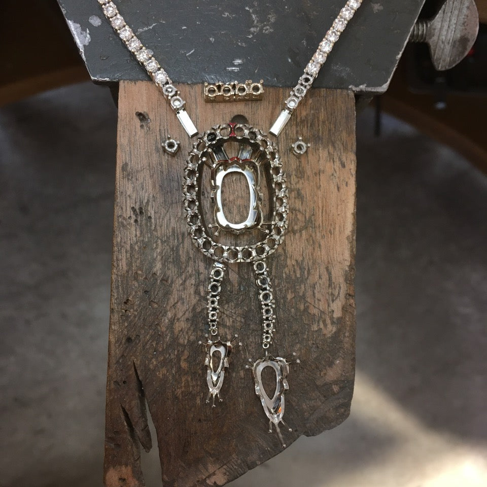 22ct Unheated Blue Sapphire & Diamond Necklace | Custom Matthew Ely