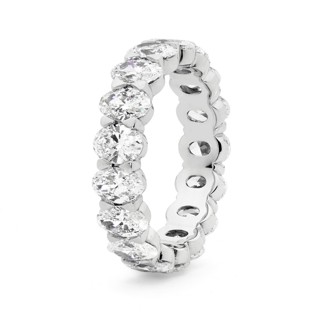 18ct White Gold & Oval Cut Diamond Eternity Band