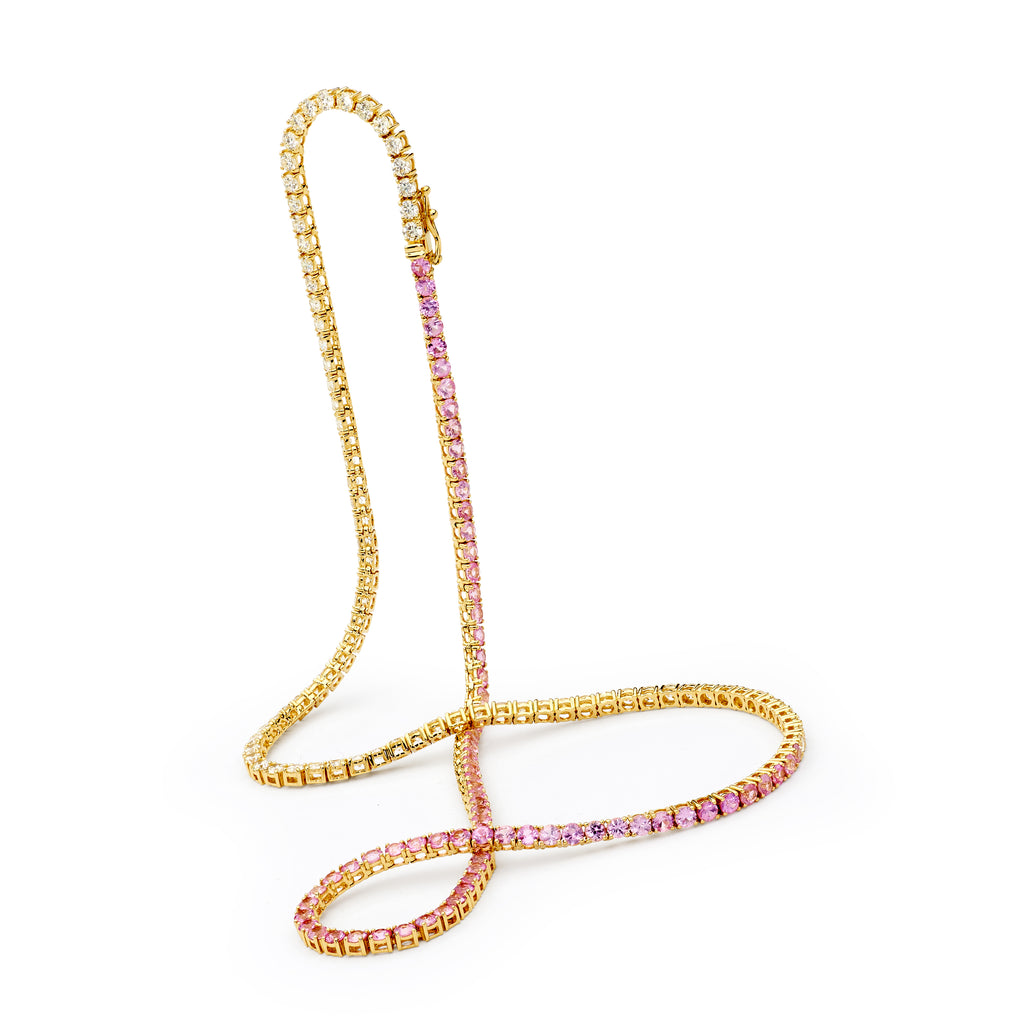 Pink Sapphire & Diamond Necklace by Matthew Ely Jewellery
