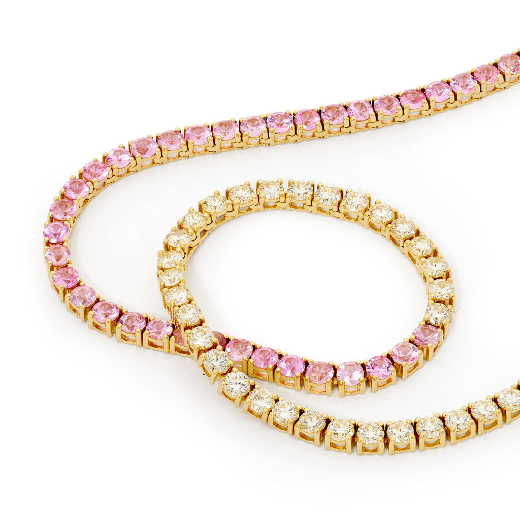 Pink Sapphire & Diamond Necklace by Matthew Ely Jewellery