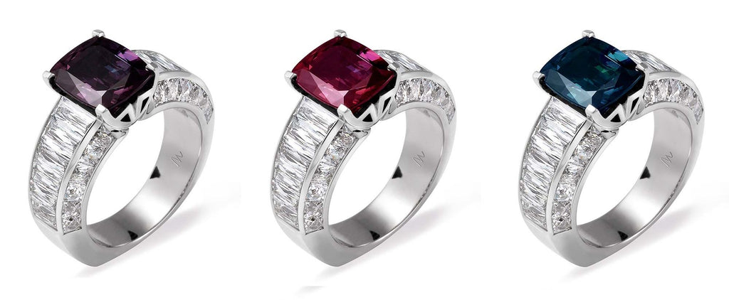 Colour change Alexandrite ring custom made by Matthew Ely jewellery