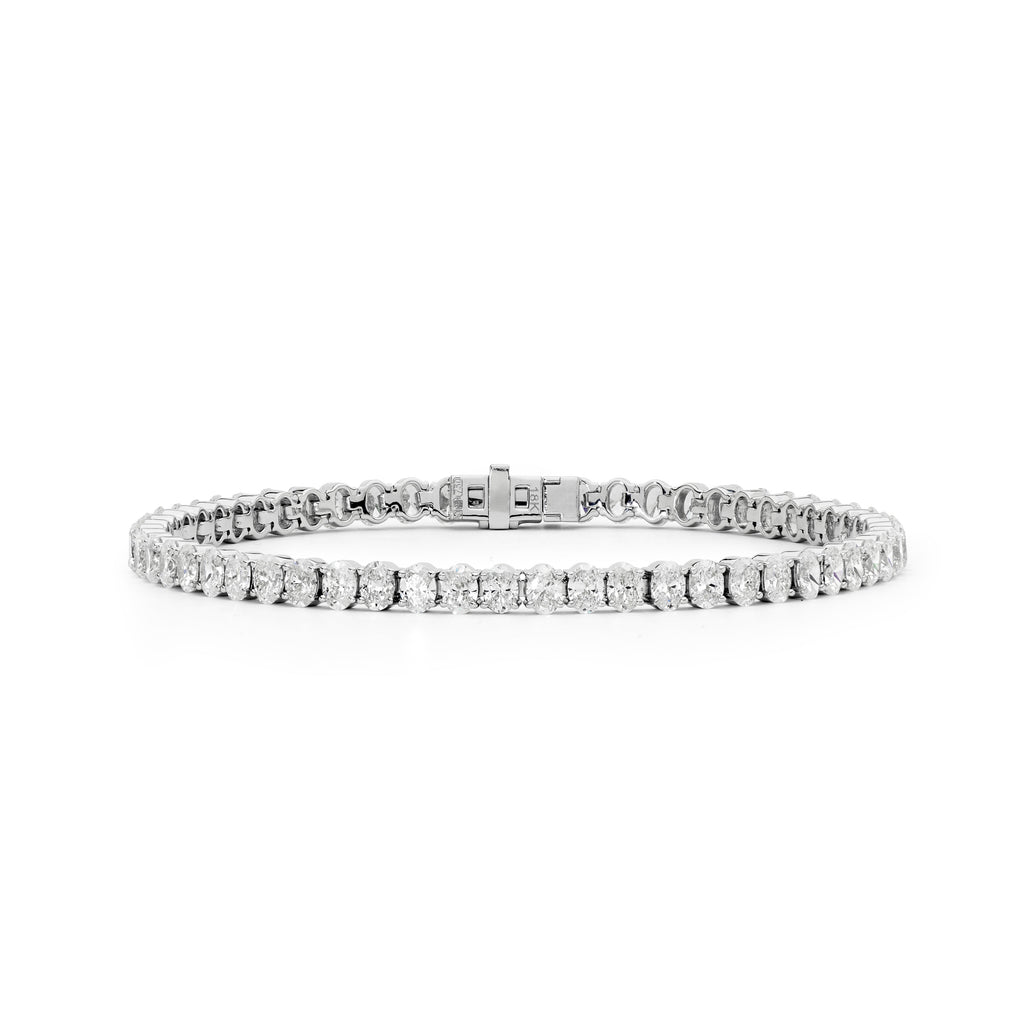 18ct White Gold & Oval Diamond Tennis Bracelet (58 Diamonds)