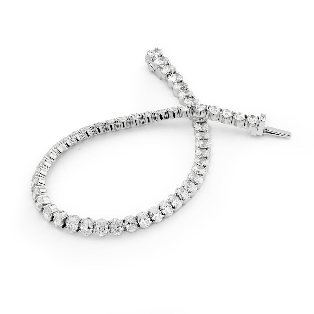 18ct White Gold & Oval Diamond Tennis Bracelet (9.57ct)