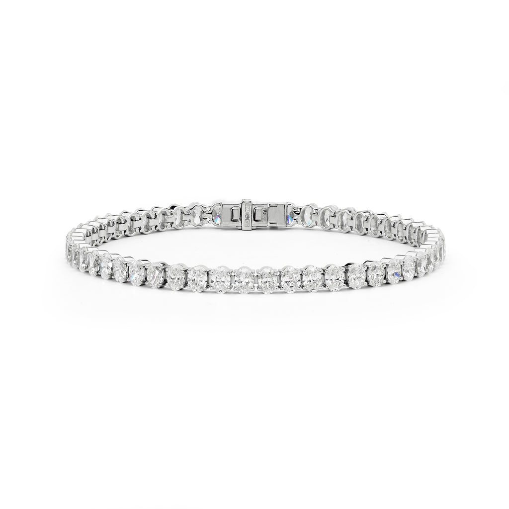 18ct White Gold & Oval Diamond Tennis Bracelet (9.57ct)