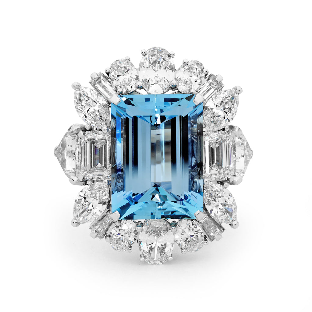 Aquamarine & Diamond Cocktail Ring by Matthew Ely Jewellery