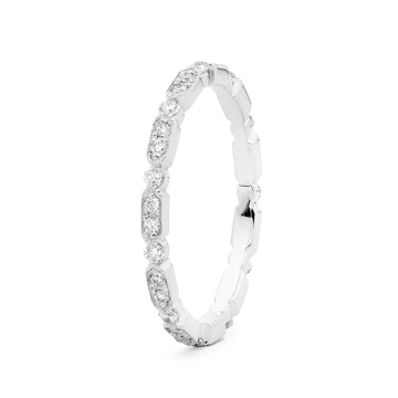 Art Deco 18ct White Gold & Diamond Wedding Ring 