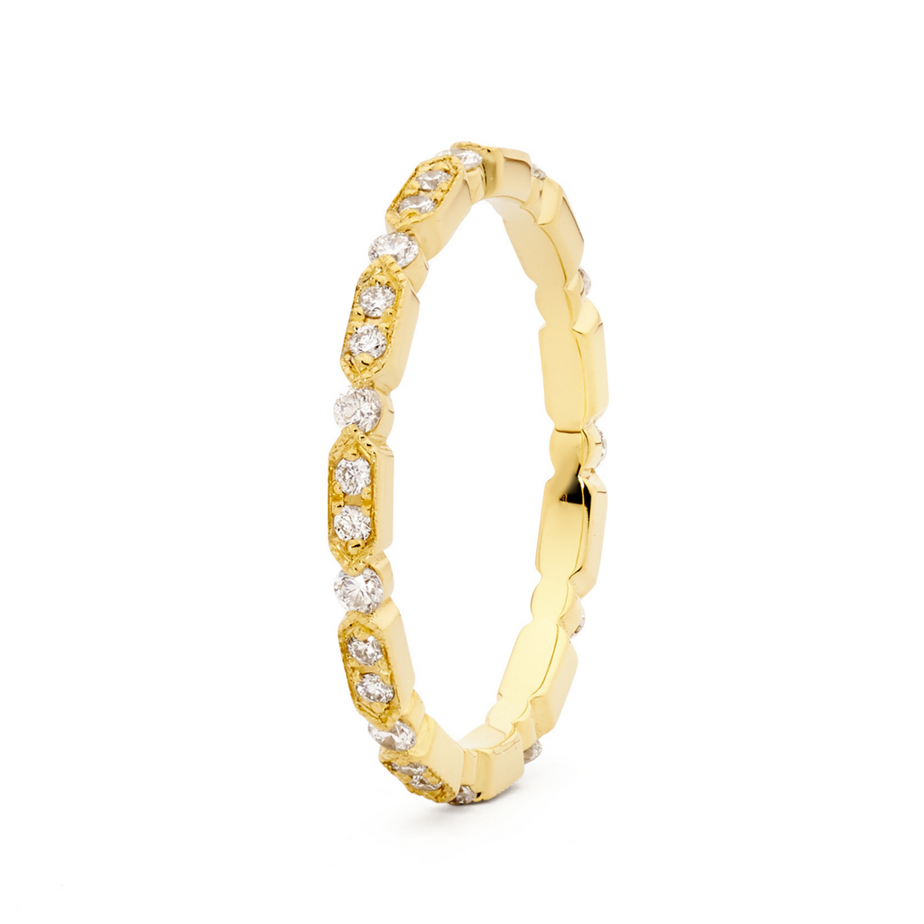 Art Deco 18ct Yellow Gold & Diamond Eternity Ring 