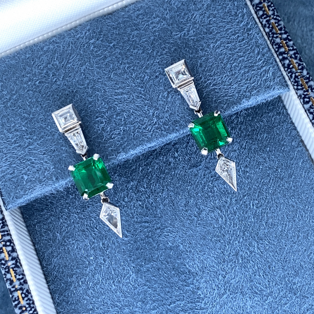 Colombian Emerald & Diamond Earrings