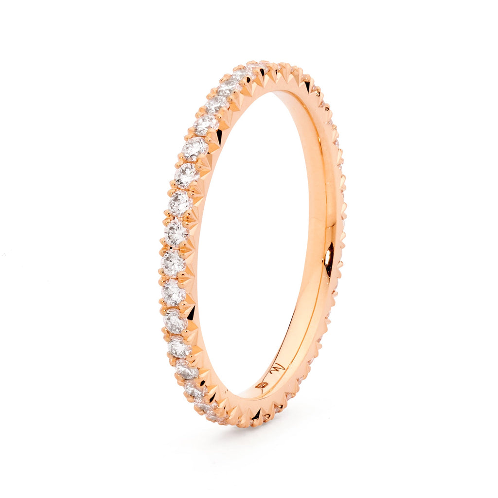 18ct Rose Gold & 1.5mm Round Brilliant Cut Diamond Wedding Ring by Matthew Ely Jewellery