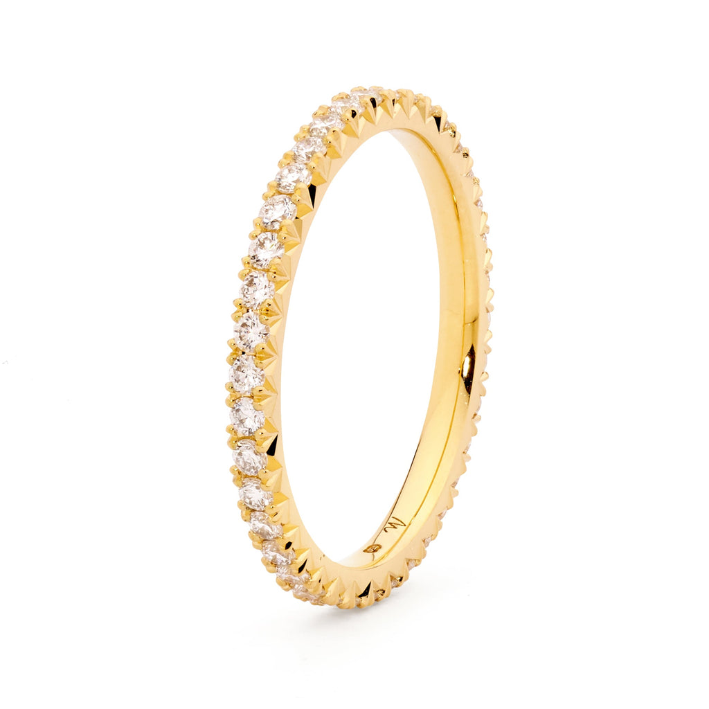 18ct Yellow Gold & 1.5mm Round Brilliant Cut Diamond Wedding Ring by Matthew Ely Jewellery