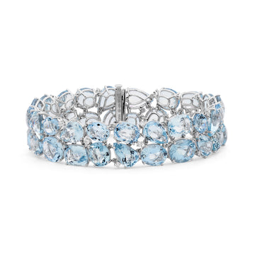 18ct white gold, aquamarine & diamond bracelet by Matthew Ely Jewellery