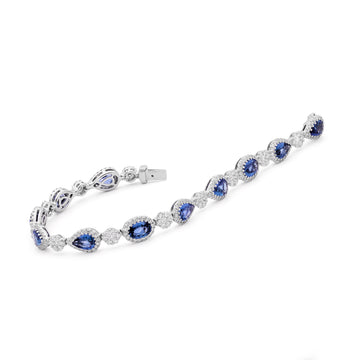18ct White Gold, Diamond & Blue Sapphire Bracelet by Matthew Ely Jewellery