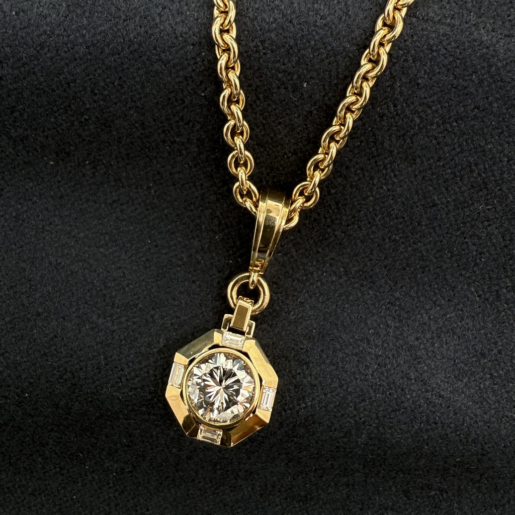 Custom Made 18ct Yellow Gold & Diamond Halo Pendant by Matthew Ely Jewellery Woollahra