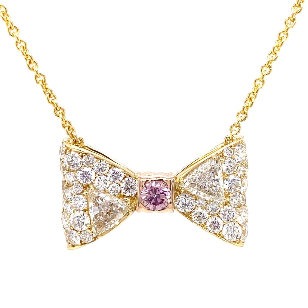 Argyle Pink & White Diamond Bow Pendant